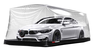 Indoor inflatable car storage bubble for garage protection
